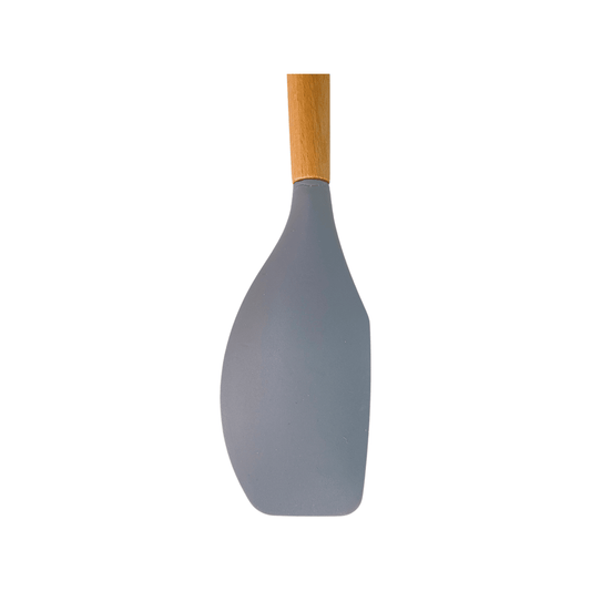 Cook Style - Silicone Kitchen Food Spatula With Wooden Handle - Grey - 35x8cm - 520008226