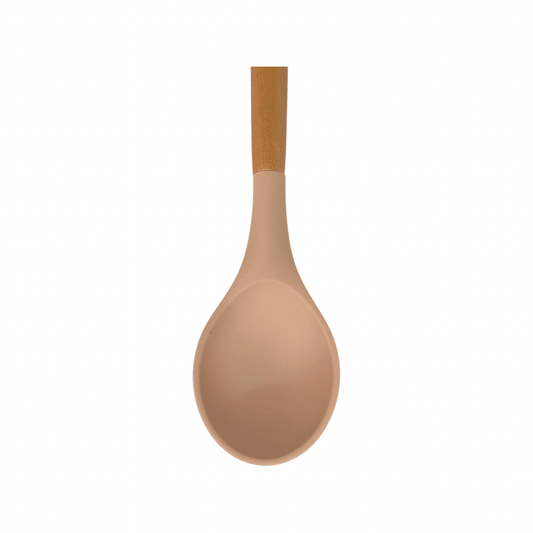 Cook Style - Silicone Kitchen Food Spoon With Wooden Handle - Beige - 35x8cm - 520008236