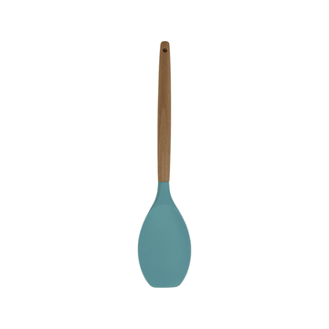 Cook Style - Silicone Kitchen Food Spoon Skimmer With Wooden Handle - Mint Green - 35x8cm - 520008239