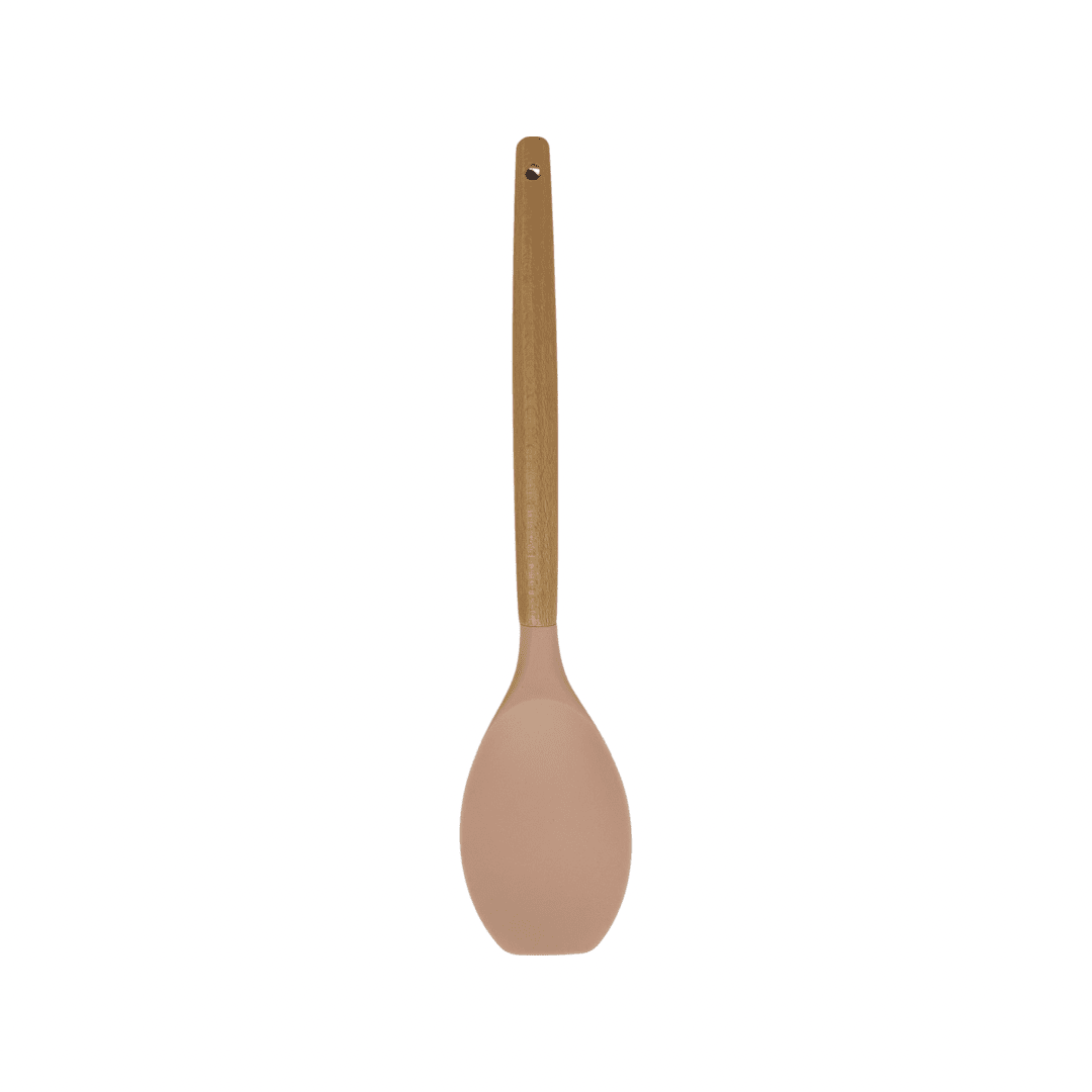 Cook Style - Silicone Kitchen Food Spoon With Wooden Handle - Beige - 35x8cm - 520008240