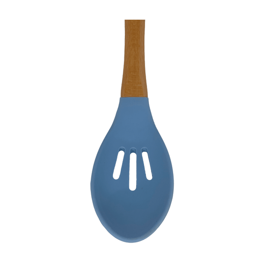 Tessie & Jessie - Silicone Serving Spoon With Wooden Handle - Blue - 35x8cm - 520008088