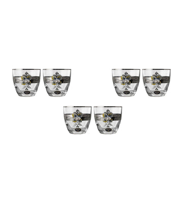 Bohemia Crystal - Tumbler Glass Set 6 Pieces - Flowers & Silver - 210ml - 2700010273