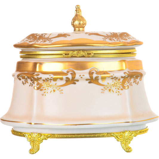 كارولين - صندوق امبريال بسيقان مطلية بالذهب - بيج وذهبي - 14x21 سم - 58000564