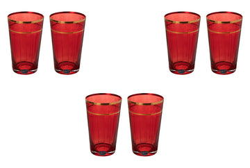Bohemia Crystal - Highball Glass Set 6 Pieces Red & Gold - 400ml - 390003062