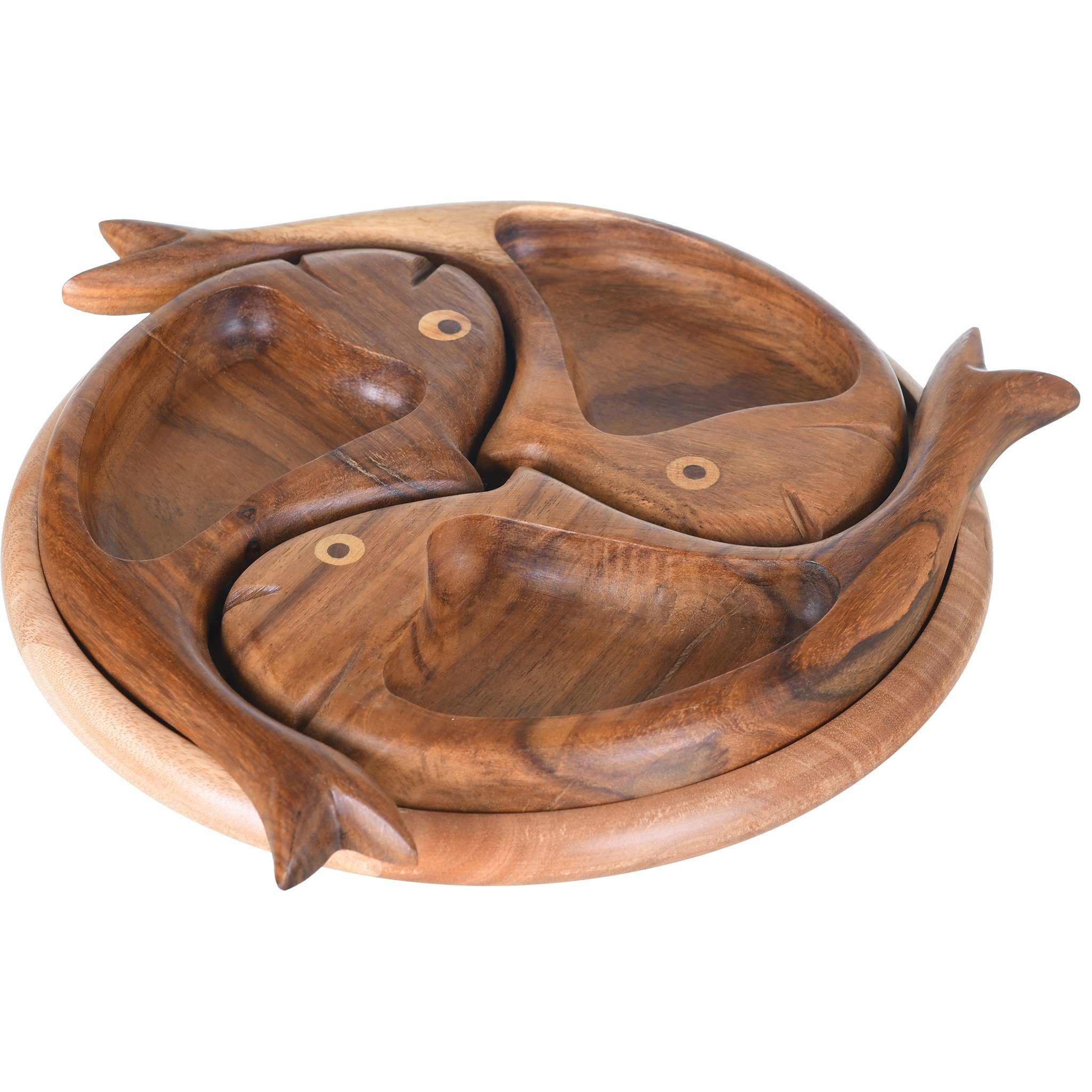 Large Fish Shaped Wooden Hors d'oeuvre 3 Parts - 25cm - 5900011