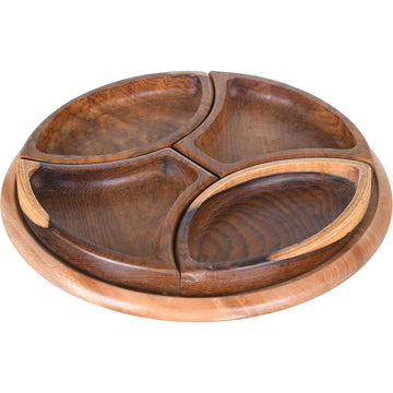 Round Wooden Hors-d'oeuvre 4 Parts - 31.5cm - 590003