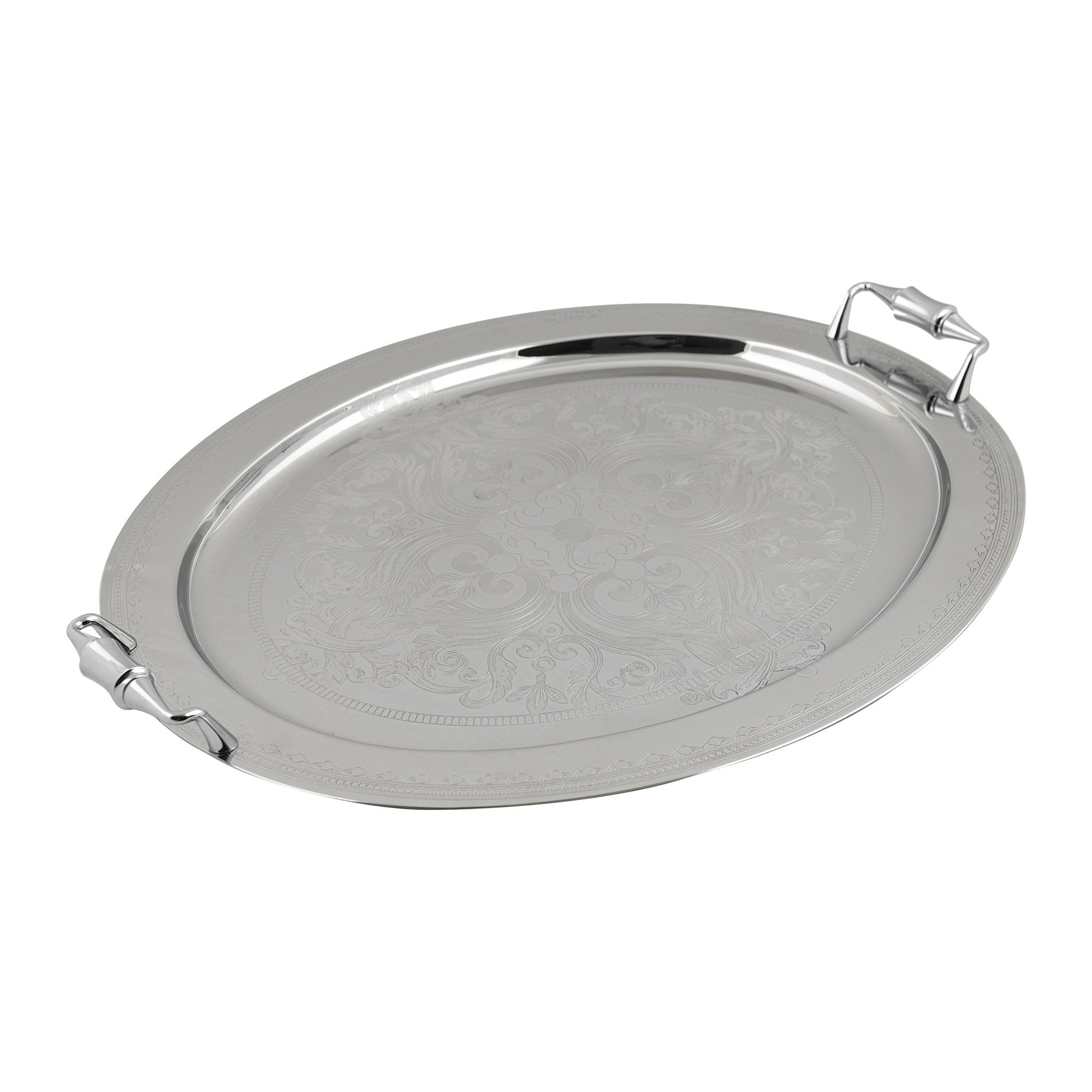 Elegant Gioiel - Oval Tray with Handles - Stainless Steel 18/10 - 75000122