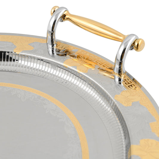 Elegant Gioiel - Oval Tray with Handles - Gold - Stainless Steel 18/10 - 48x38cm - 75000156