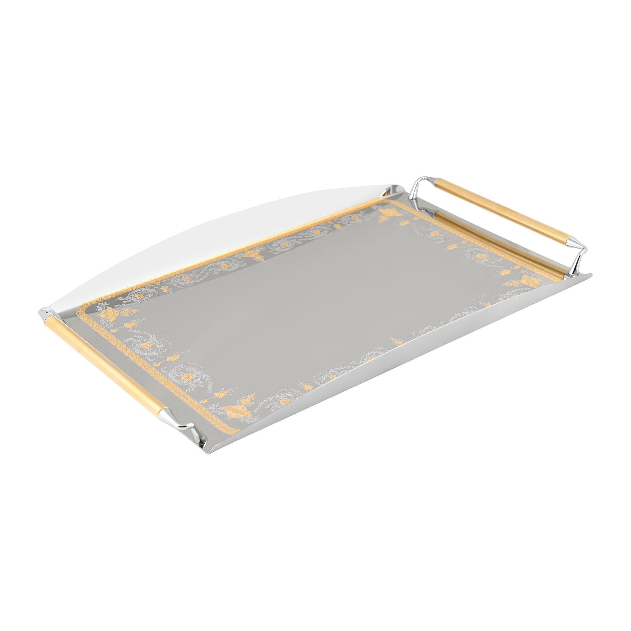 Elegant Gioiel - Rectangular Tray with Handles - Gold - Stainless Steel 18/10 - 55x39cm - 75000173