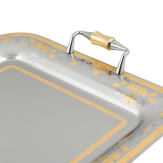 Elegant Gioiel - Rectangular Tray with Handles - Gold - Stainless Steel 18/10 - 45x32cm - 75000178