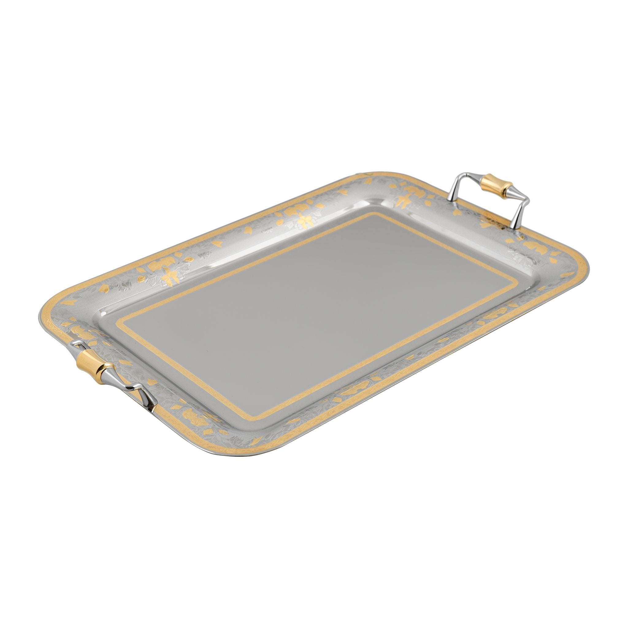 Elegant Gioiel - Rectangular Tray with Handles - Gold - Stainless Steel 18/10 - 50x36cm - 75000179