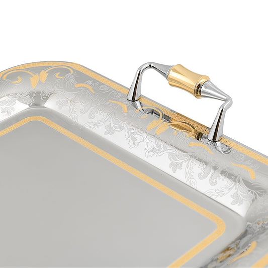 Elegant Gioiel - Rectangular Tray with Handles - Gold - Stainless Steel 18/10 - 50x36cm - 75000188