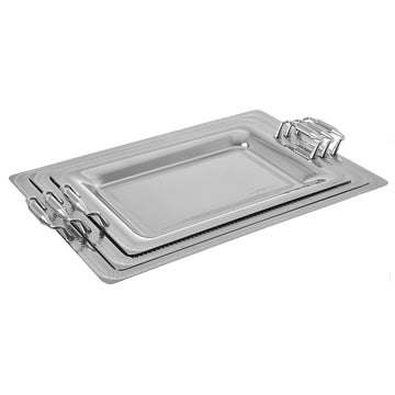 Elegant Gioiel - Rectangular Tray Set with Handles 3 Pieces - Stainless Steel 18/10 - 75000193