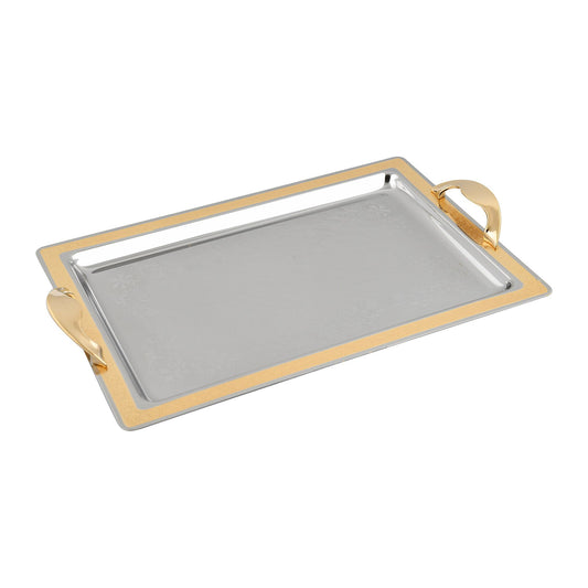 Elegant Gioiel - Rectangular Tray Set with Handles 3 Pieces - Gold - Stainless Steel 18/10 - 75000198