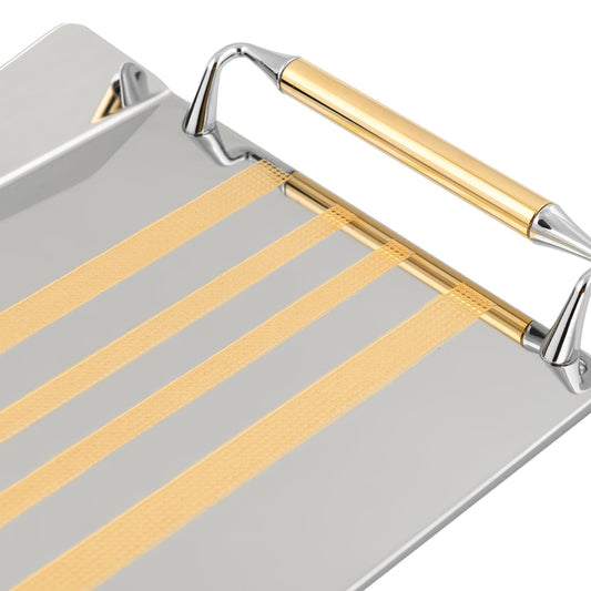 Elegant Gioiel - Rectangular Tray with Handles - Gold - Stainless Steel 18/10 - 40x26cm - 75000255