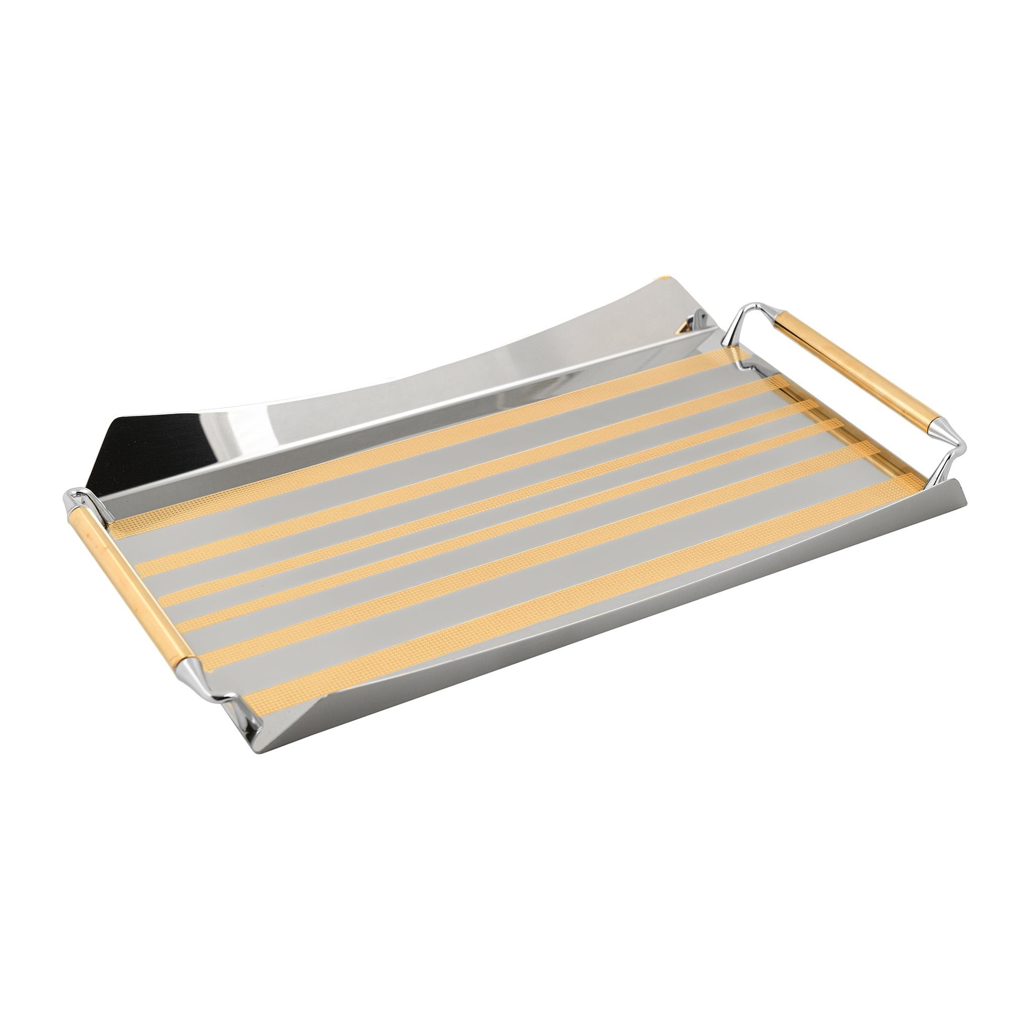 Elegant Gioiel - Rectangular Tray with Handles - Gold - Stainless Steel 18/10 - 45x30cm - 75000256