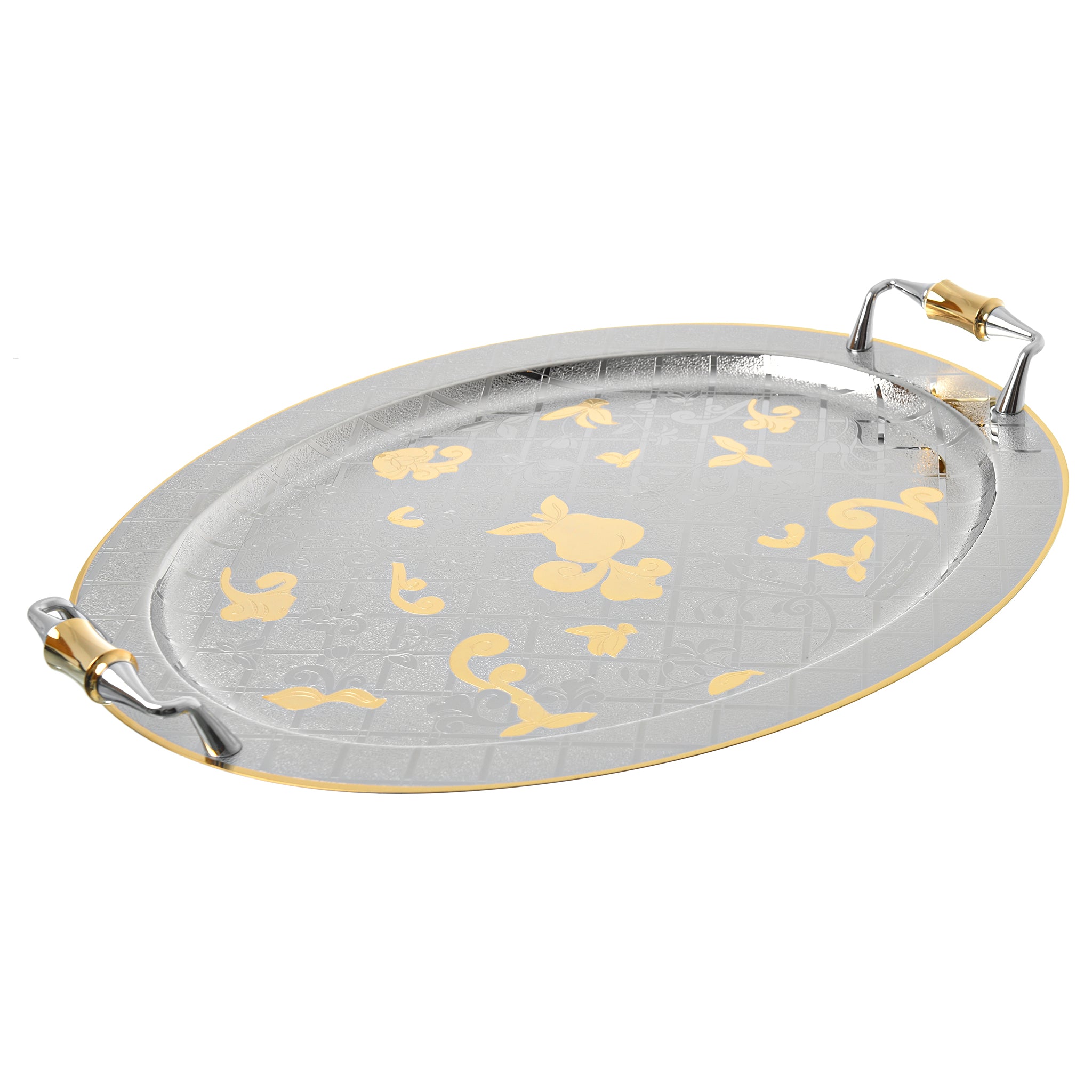 Elegant Gioiel - Oval Tray with Handles - Gold - Stainless Steel 18/10 - 48cm - 75000326