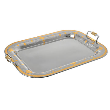 Elegant Gioiel - Rectangular Tray with Handles - Gold - Stainless Steel 18/10 - 55cm - 75000346