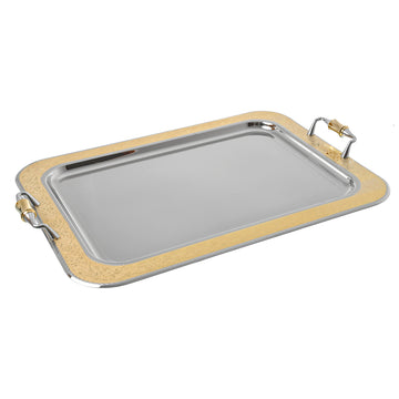 Elegant Gioiel - Rectangular Tray with Handles - Gold - Stainless Steel 18/10 - 50cm - 75000361