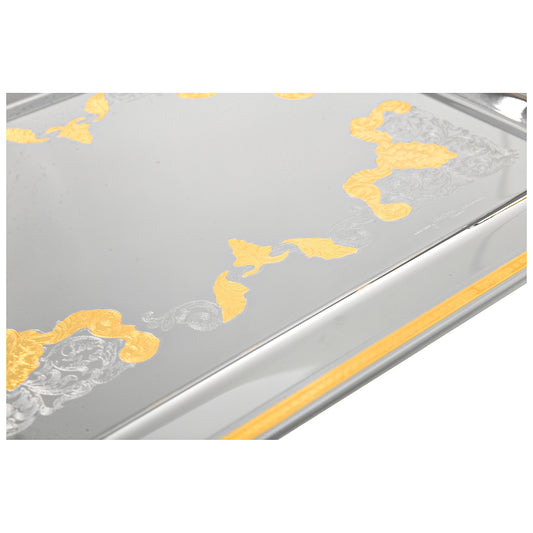 Elegant Gioiel - Rectangular Tray with Handles - Gold - Stainless Steel 18/10 - 55cm - 75000369