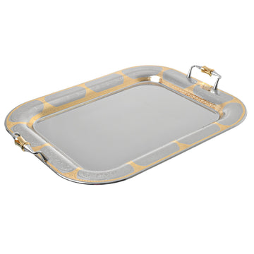 Elegant Gioiel - Rectangular Tray with Handles - Gold - Stainless Steel 18/10 - 55cm- 75000414