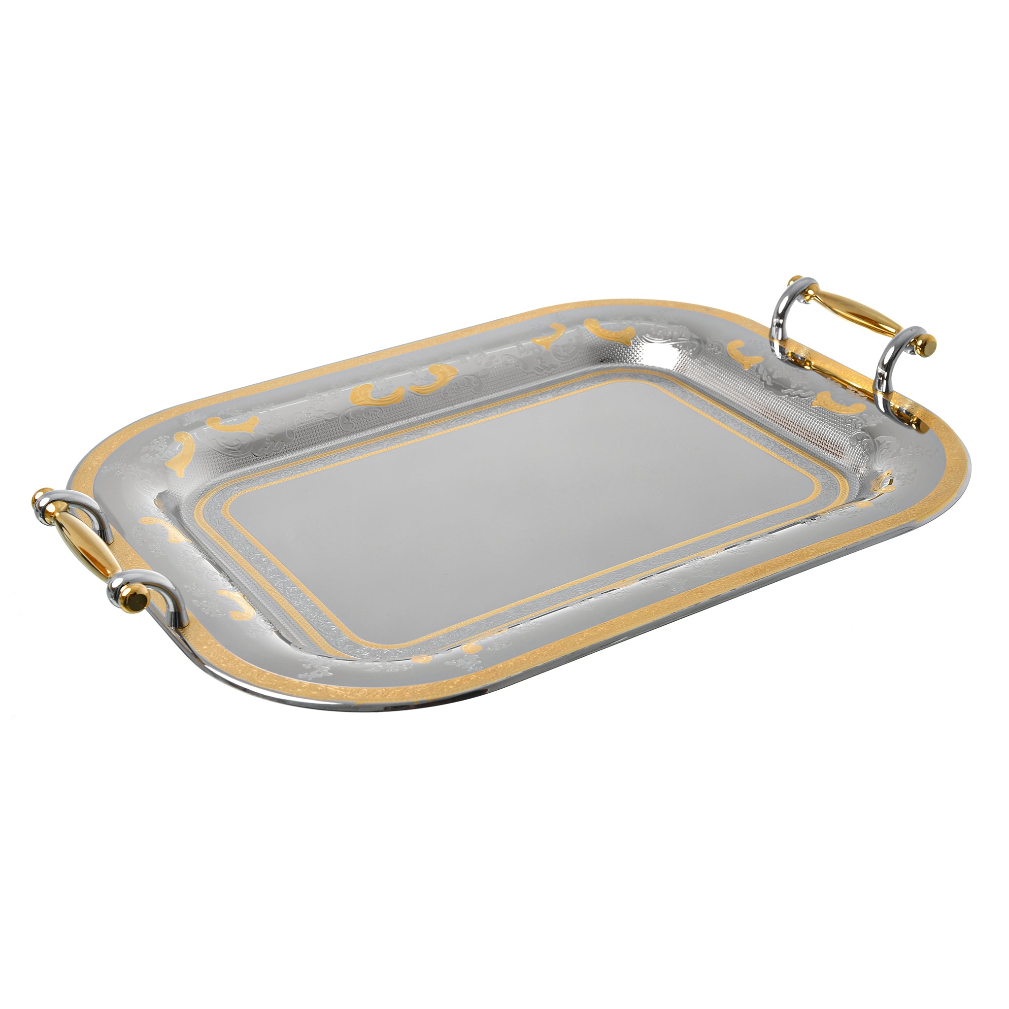 Elegant Gioiel - Rectangular Tray with Handles - Gold - Stainless Steel 18/10 - 50cm - 75000417