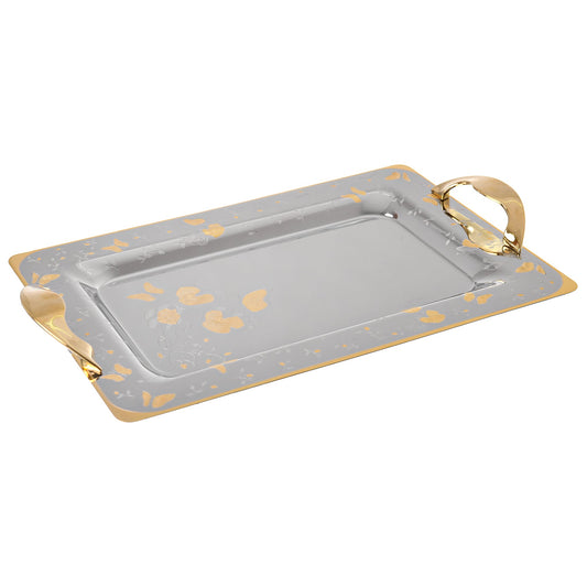 Elegant Gioiel - Rectangular Tray Set with Handles 3 Pieces - Gold - Stainless Steel 18/10 - 75000429