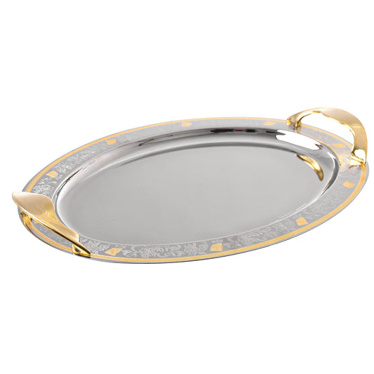 Elegant Gioiel - Oval Tray Set with Handles 3 Pieces - Gold - Stainless Steel 18/10 - 75000431