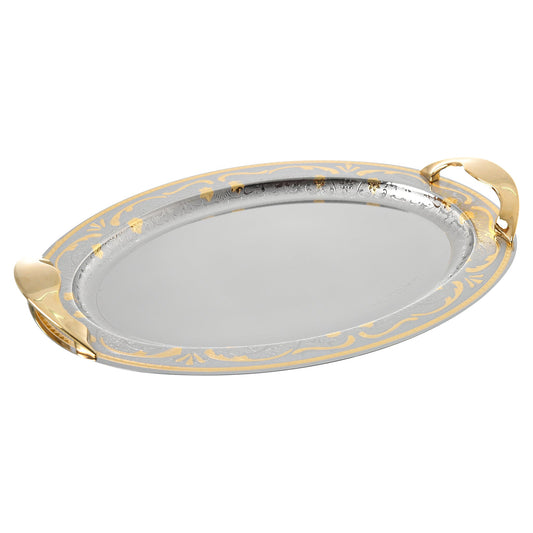 Elegant Gioiel - Oval Tray Set with Handles 3 Pieces - Gold - Stainless Steel 18/10 - 75000432