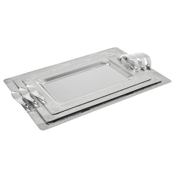 Elegant Gioiel - Rectangular Tray Set with Handles 3 Pieces - Stainless Steel 18/10 - 75000437