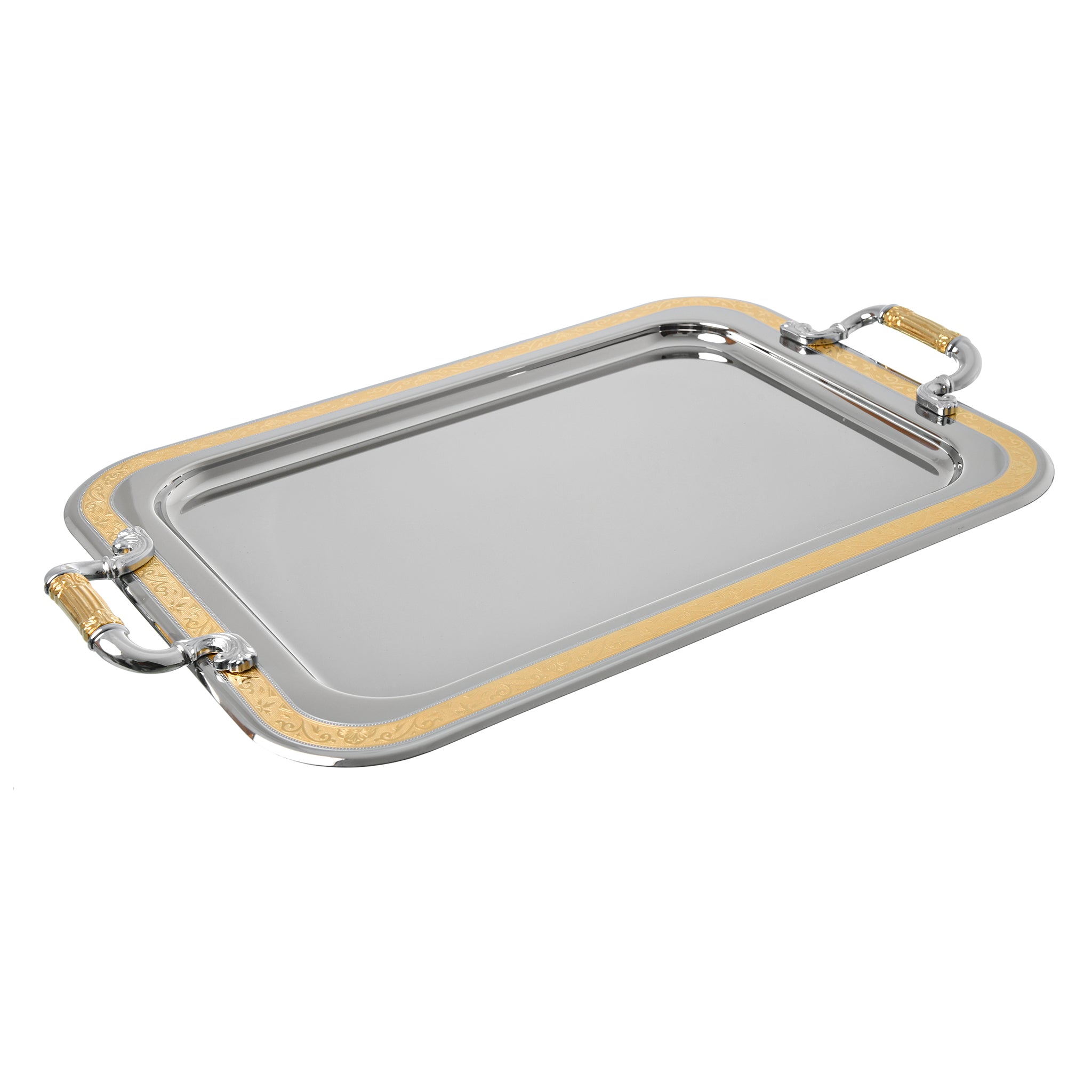 Elegant Gioiel - Rectangular Tray with Handles - Gold - Stainless Steel 18/10 - 45cm - 75000495