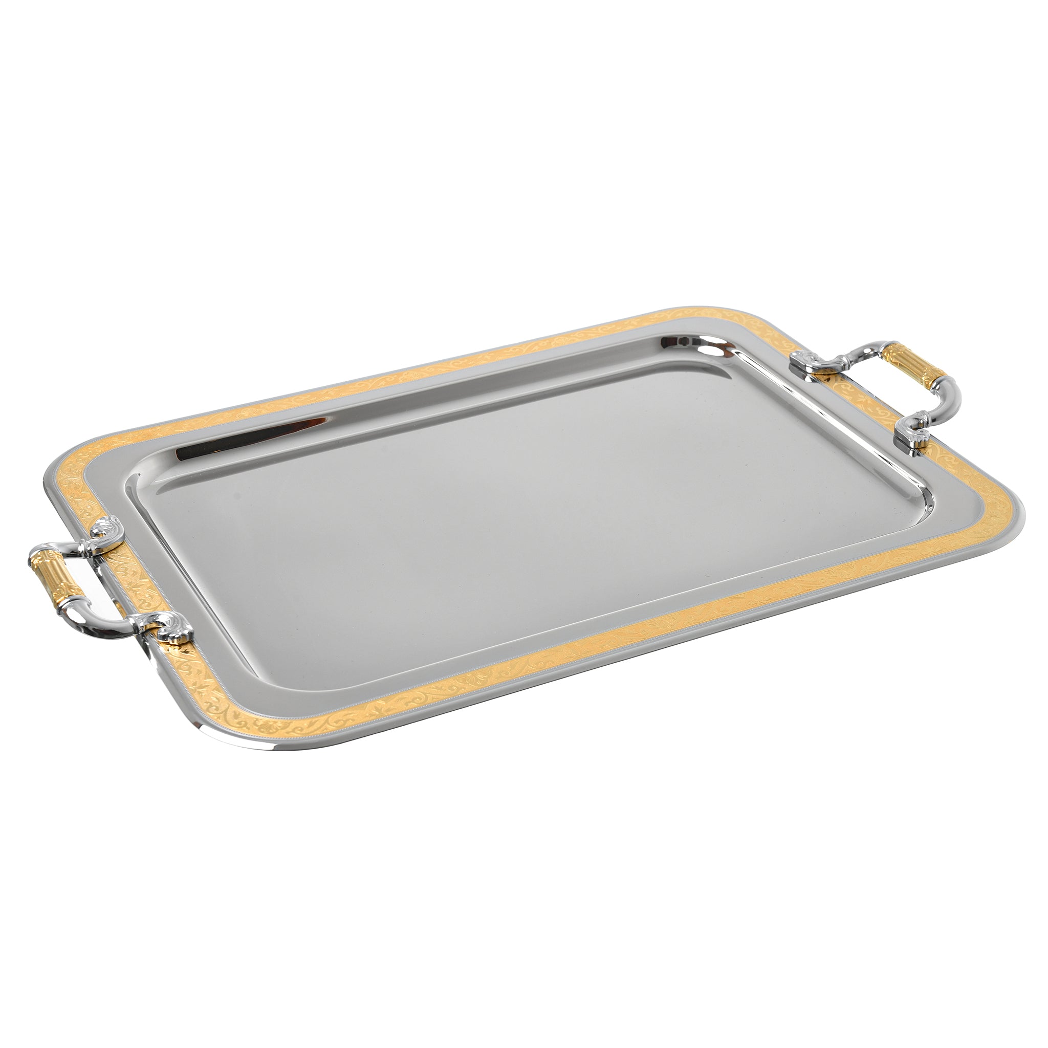 Elegant Gioiel - Rectangular Tray with Handles - Gold - Stainless Steel 18/10 - 50cm - 75000496