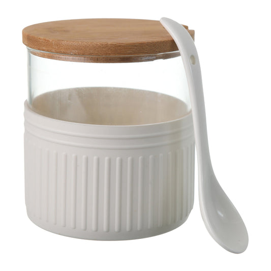 O'lala - Set of Wooden and Glass Spice Jars With Tray - White - 770008000
