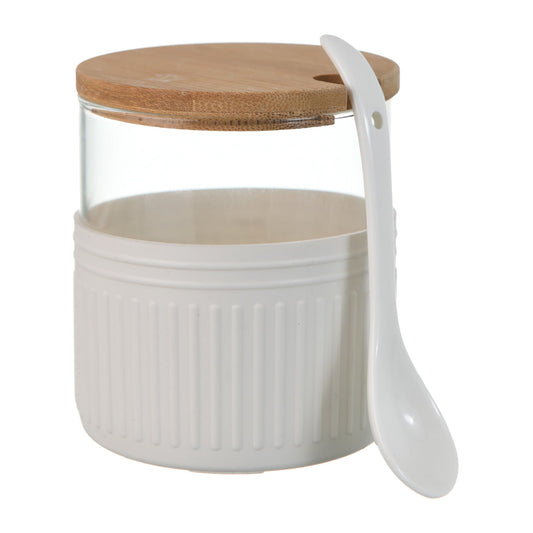 O'lala - Set of Wooden and Glass Spice Jars With Tray - White - 770008003