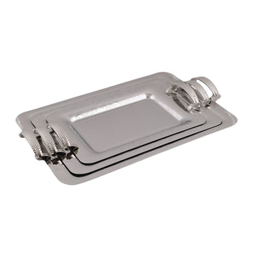 Rectangular Tray Set with Handles 3 Pieces - Stainless Steel 18/10 - 80001