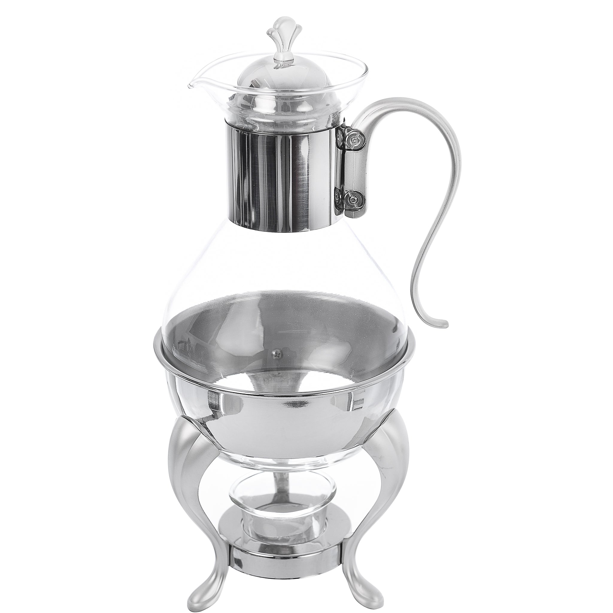 Glass Tea Pot with Stainless Steel Stand & Candle - 750 ml- 8000108