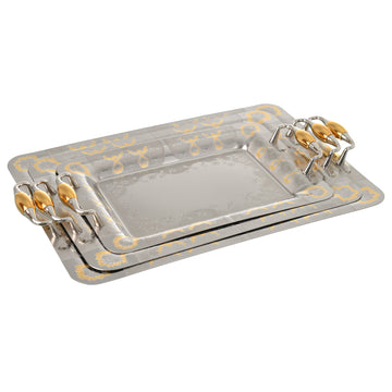 Rectangular Tray Set with Handles 3 Pieces - Gold - Stainless Steel 18/10 - 80001507