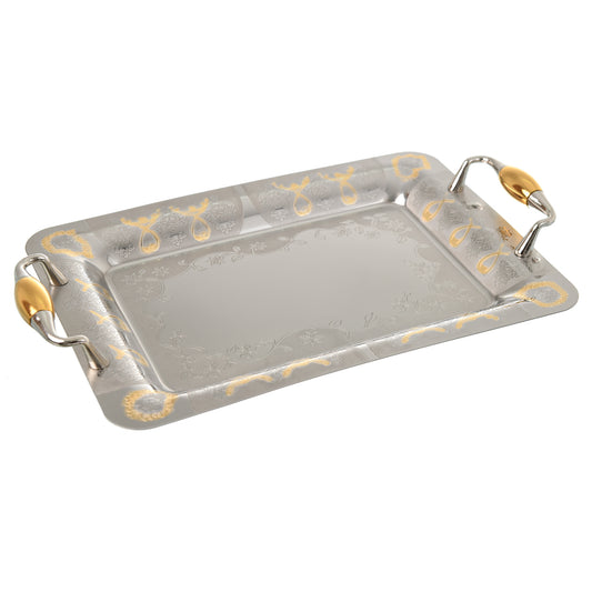 Rectangular Tray Set with Handles 3 Pieces - Gold - Stainless Steel 18/10 - 80001507