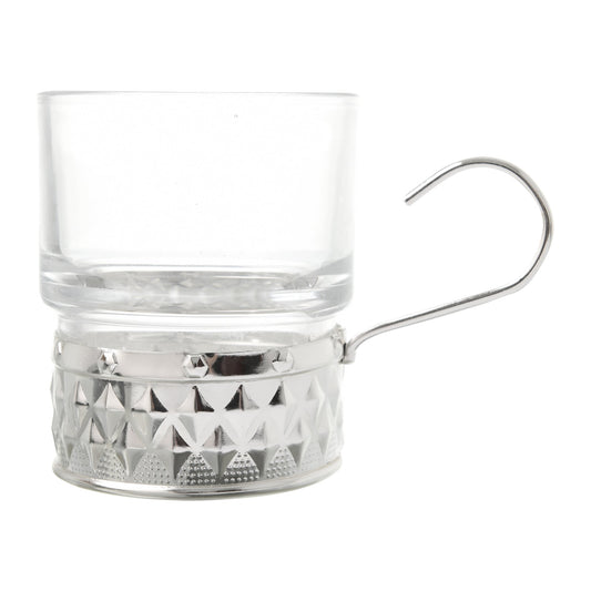 Tea Cup Set 6 Pieces - Stainless Steel & Glass - 8000204