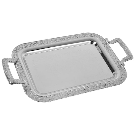 Rectangular Tray Set with Handles 3 Pieces - Silver Plated Metal - 800021