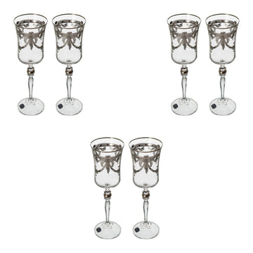 Bohemia Crystal - Goblet Glass Set 6 Pieces - Silver - 220ml - 39000635