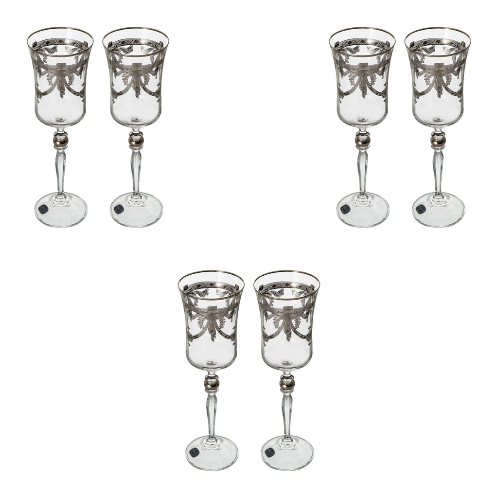 Bohemia Crystal - Goblet Glass Set 6 Pieces - Silver - 220ml - 39000635
