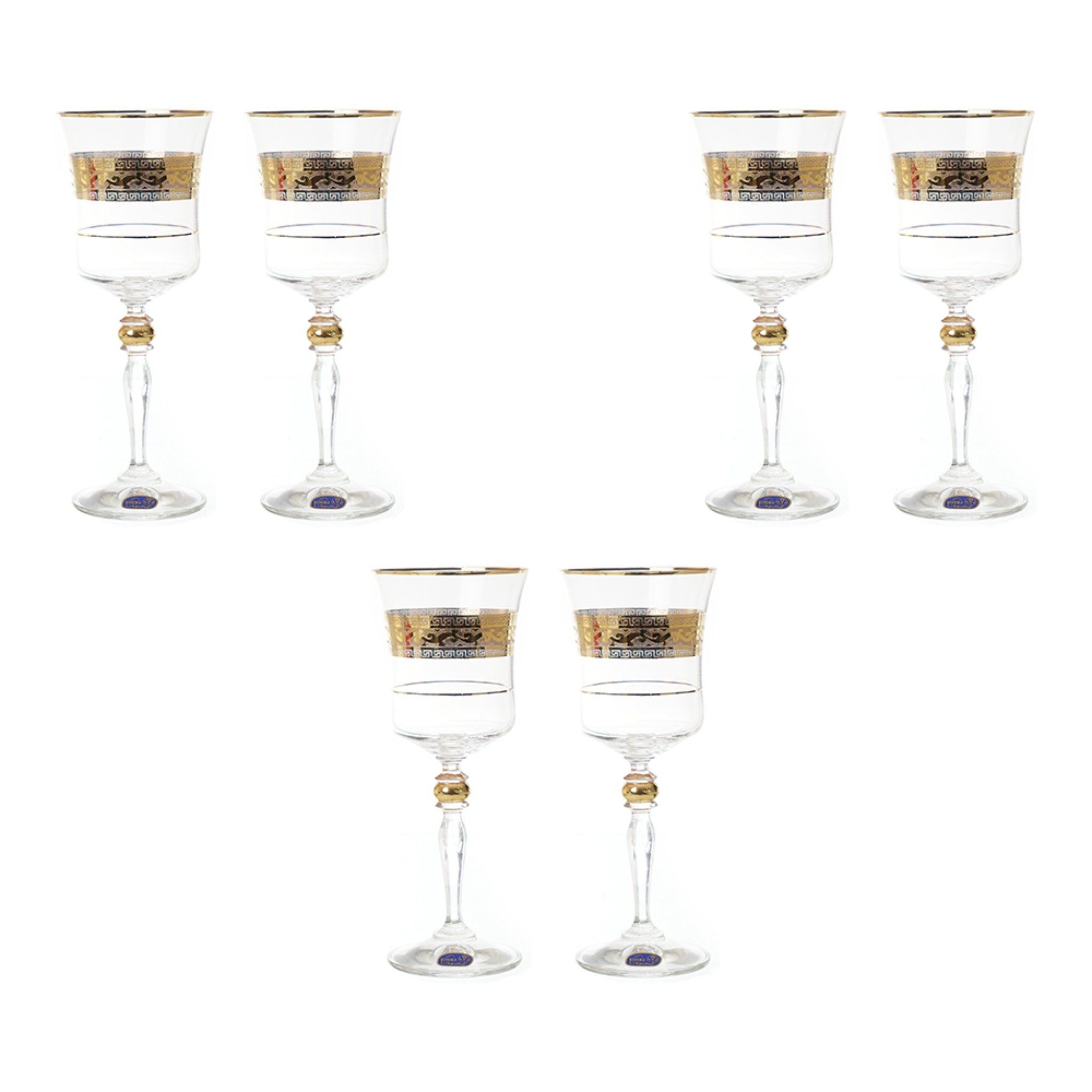 Bohemia Crystal - Goblet Glass Set 6 Pieces - Gold - 220ml - 39000642