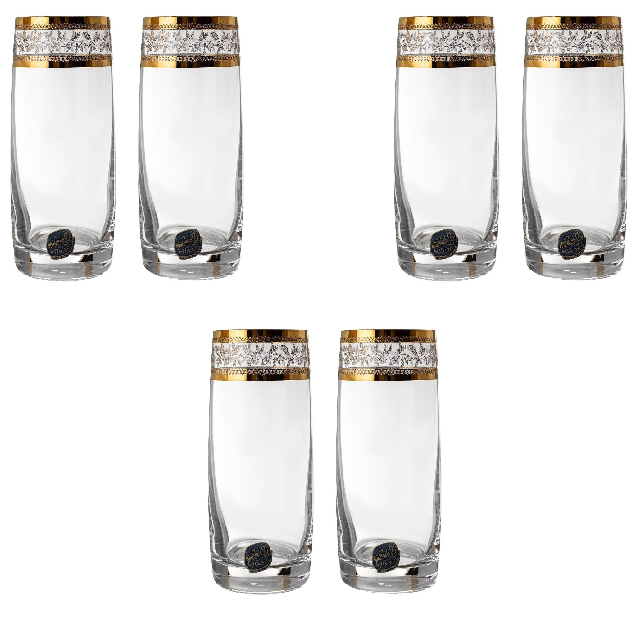 بوهيميا كريستال - طقم 6 قطع زجاج هاي بول - ذهبي - 320 مل - 2700010039