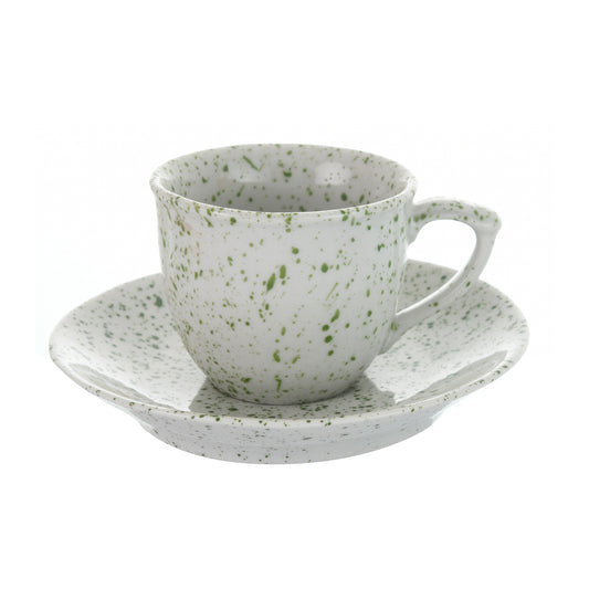 Senzo - Punti - Coffee Cup Set 6 Pieces with Saucer - Green - Porcelain - 165ml - 520001163x6