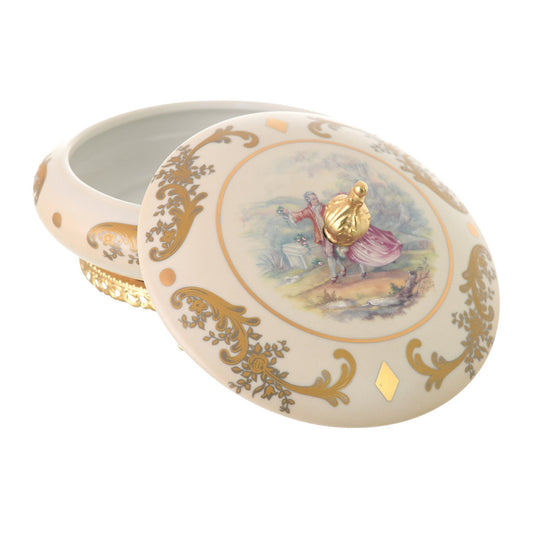 كارولين - صندوق دائري بأرجل مطلية بالذهب - روميو وجولييت - بيج وذهبي - 18 سم - 58000563