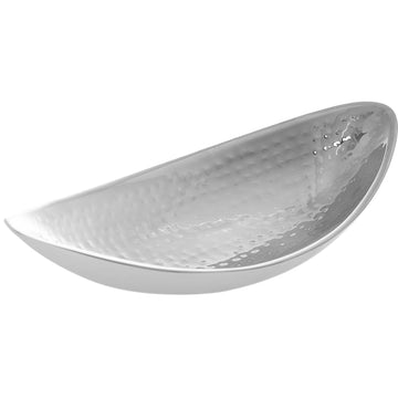 Small Oval Hammered Boat Plate - Stainless Steel - 27.5x14cm - 80003980