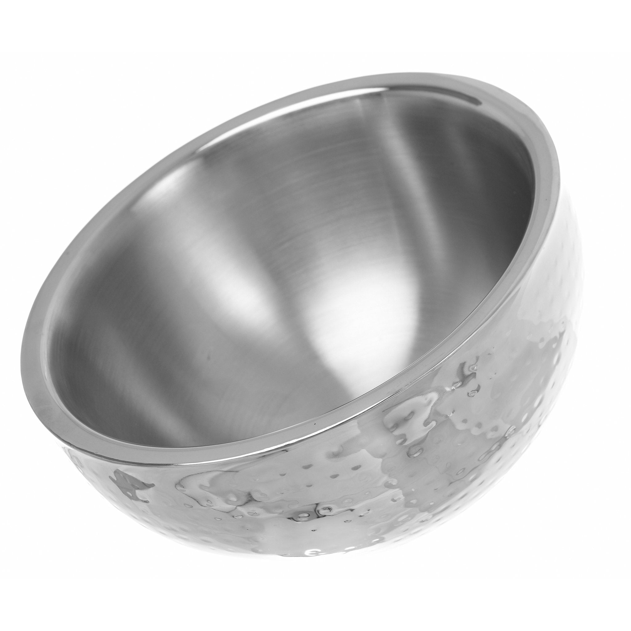 Small Round Hammered Bowl with Diagonal Base - Stainless Steel - 15cm - 80003989