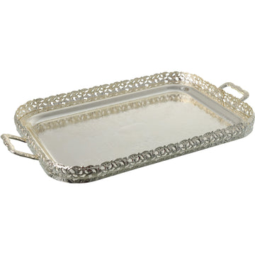 Queen Anne - Rectangular Tray with Handles - Silver Plated Metal - 51.5x29cm - 26000288