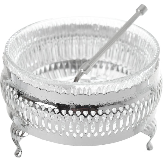 Queen Anne - Bowl Set with Dessert Spoons 6 Pieces - Silver Plated Metal with Glass - 26000372